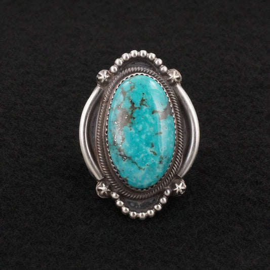 Leslie Nez Turquoise & Sterling Silver Ring Size 10