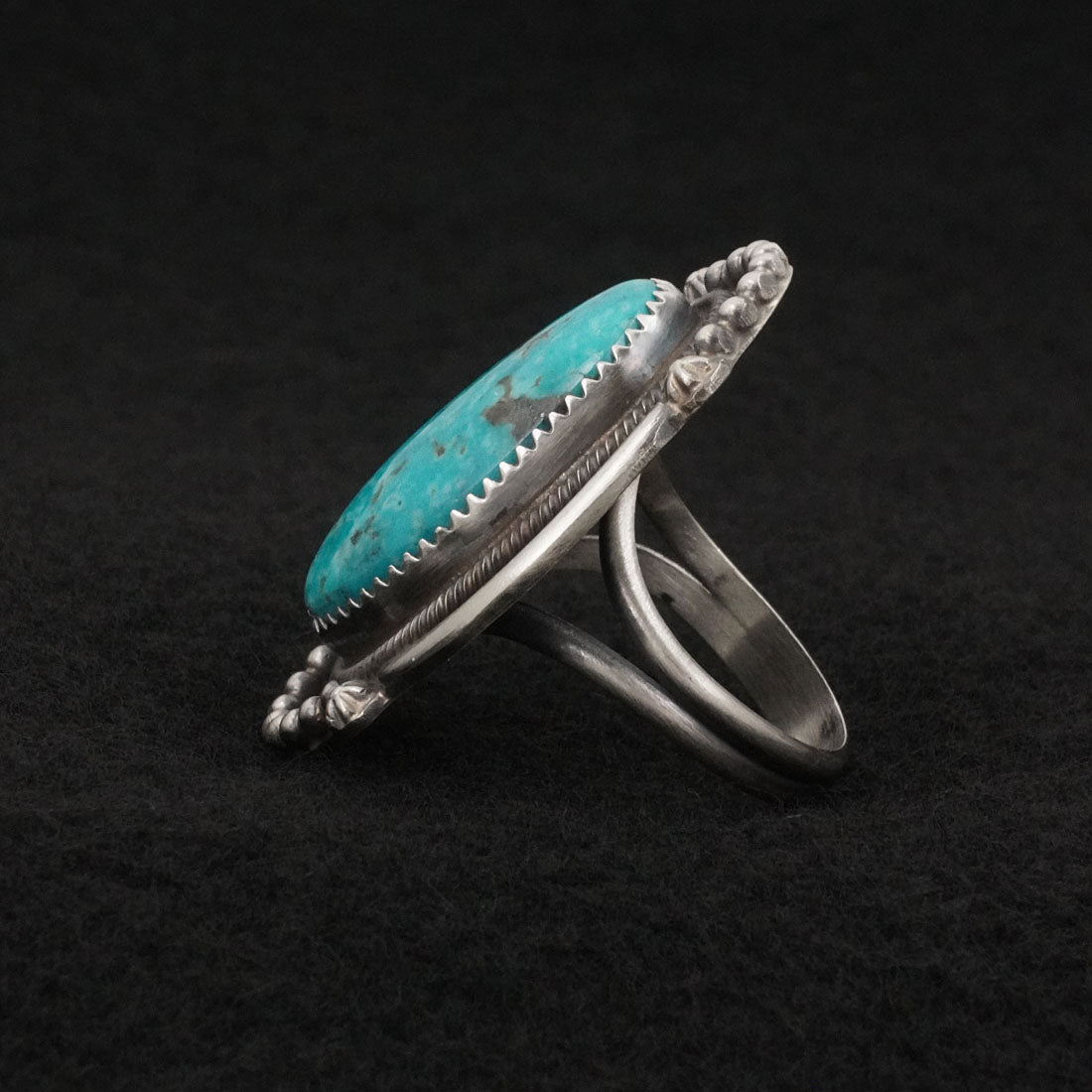 Leslie Nez Turquoise & Sterling Silver Ring Size 10