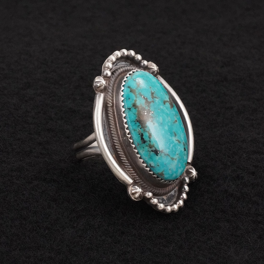Leslie Nez Turquoise & Sterling Silver Ring Size 10
