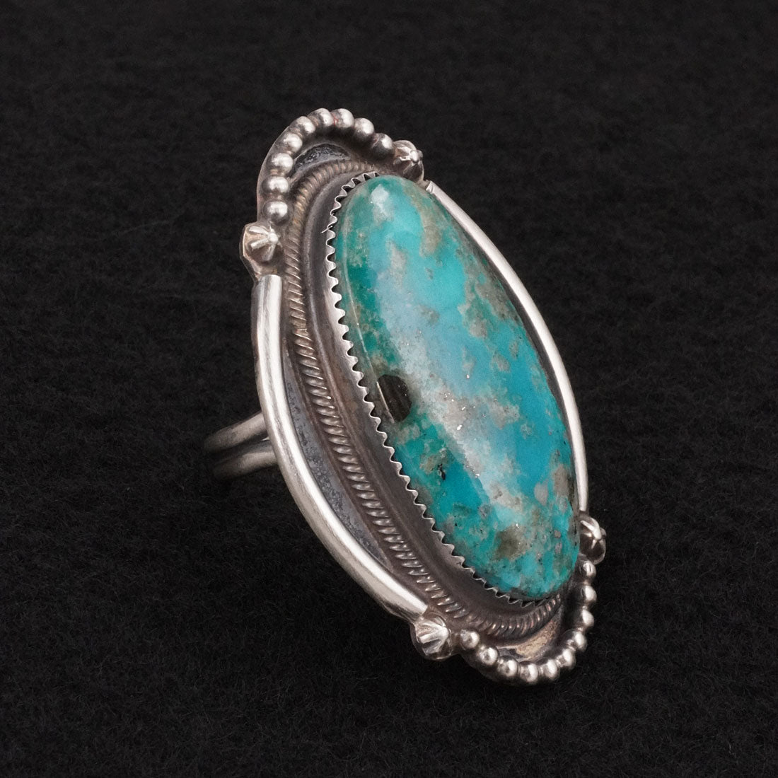 Leslie Nez Turquoise & Sterling Silver Ring Size 8.5