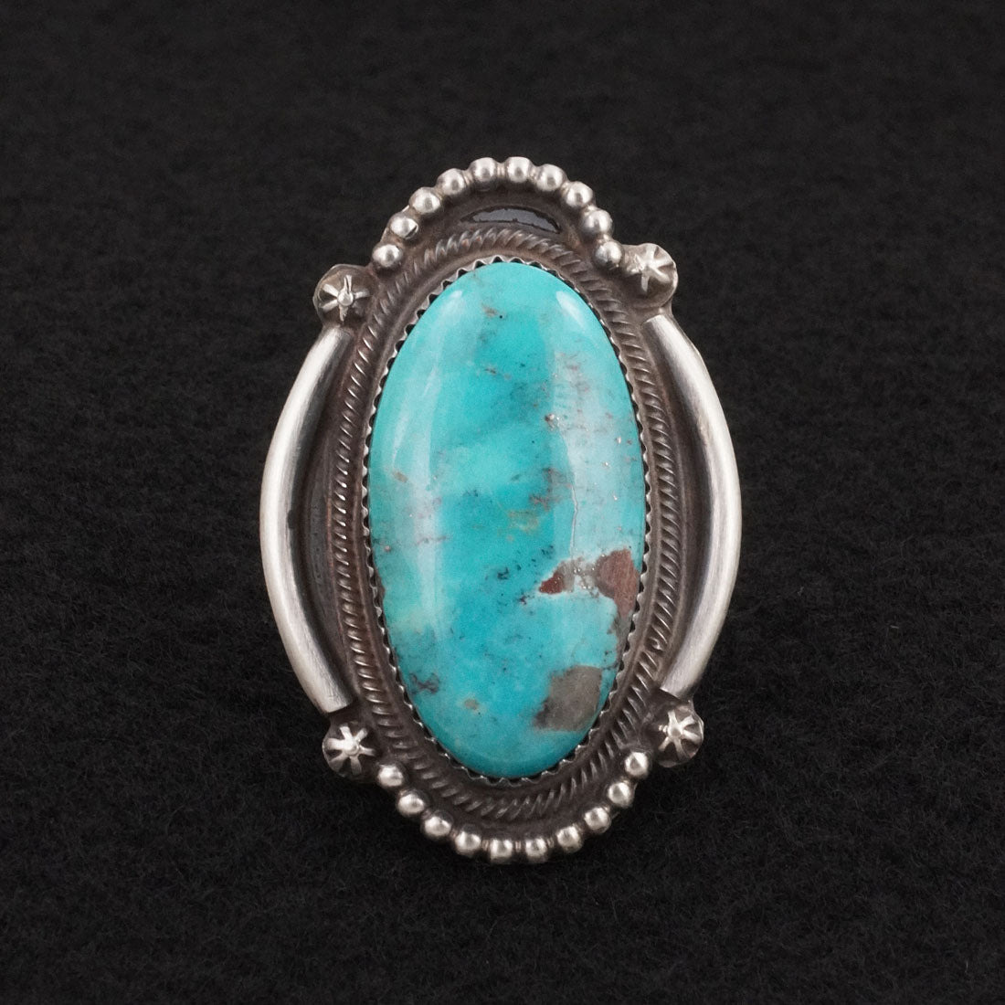 Leslie Nez Turquoise & Sterling Silver Ring Size 10.5