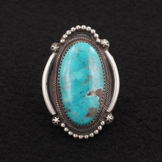 Leslie Nez Turquoise & Sterling Silver Ring Size 10.5