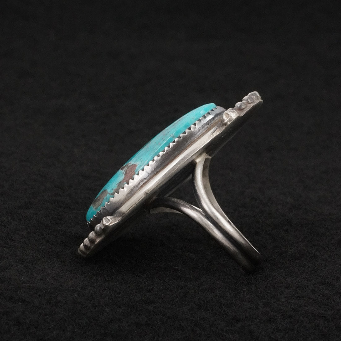 Leslie Nez Turquoise & Sterling Silver Ring Size 10.5