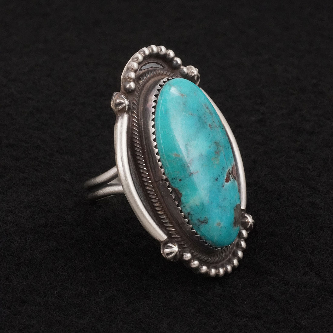 Leslie Nez Turquoise & Sterling Silver Ring Size 10.5