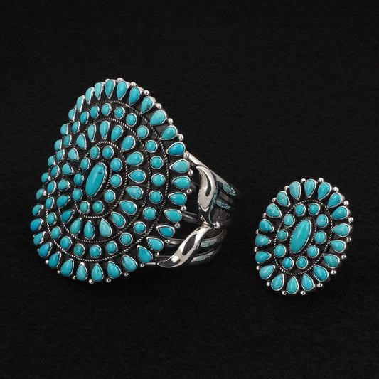 Ernest Rangel Turquoise & Sterling Silver Bracelet & Ring Set