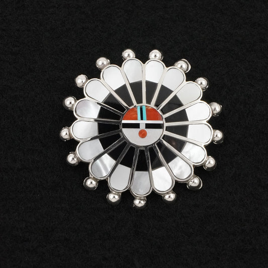 April Unkestine Multi-Stone & Sterling Silver Pendant/Pin