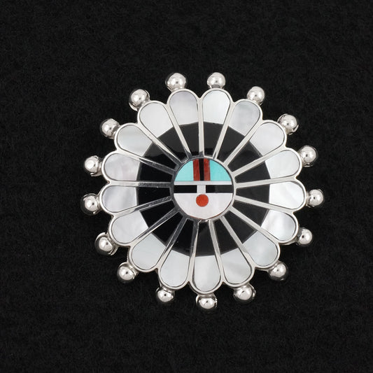 April Unkestine Multi-Stone & Sterling Silver Pendant/Pin