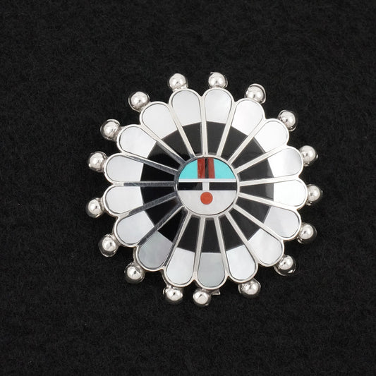 April Unkestine Multi-Stone & Sterling Silver Pendant/Pin