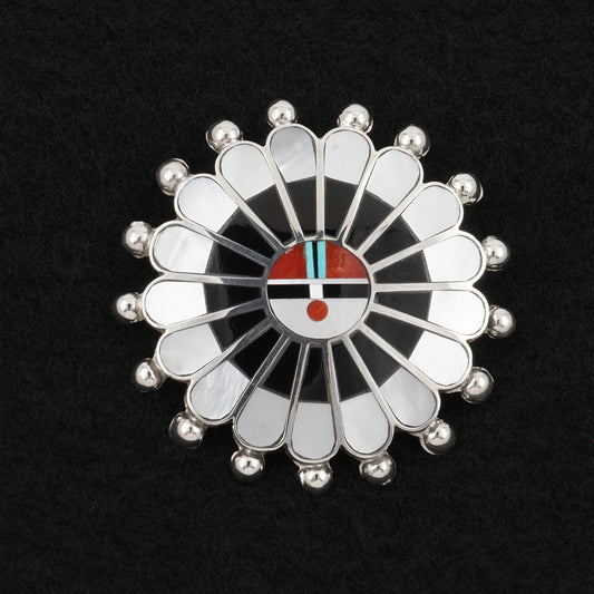 April Unkestine Multi-Stone & Sterling Silver Pendant/Pin