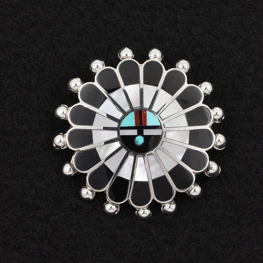 April Unkestine Multi-Stone & Sterling Silver Pendant/Pin