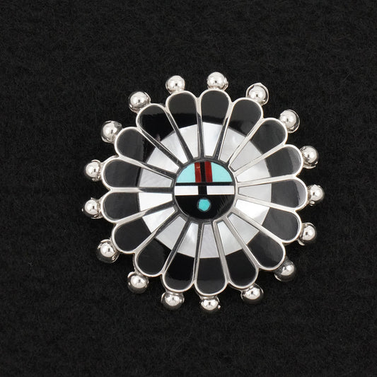 April Unkestine Multi-Stone & Sterling Silver Pendant/Pin