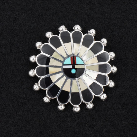 April Unkestine Multi-Stone & Sterling Silver Pendant/Pin