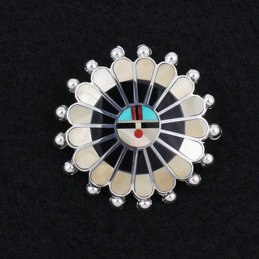 April Unkestine Multi-Stone & Sterling Silver Pendant/Pin