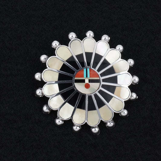 April Unkestine Multi-Stone & Sterling Silver Pendant/Pin