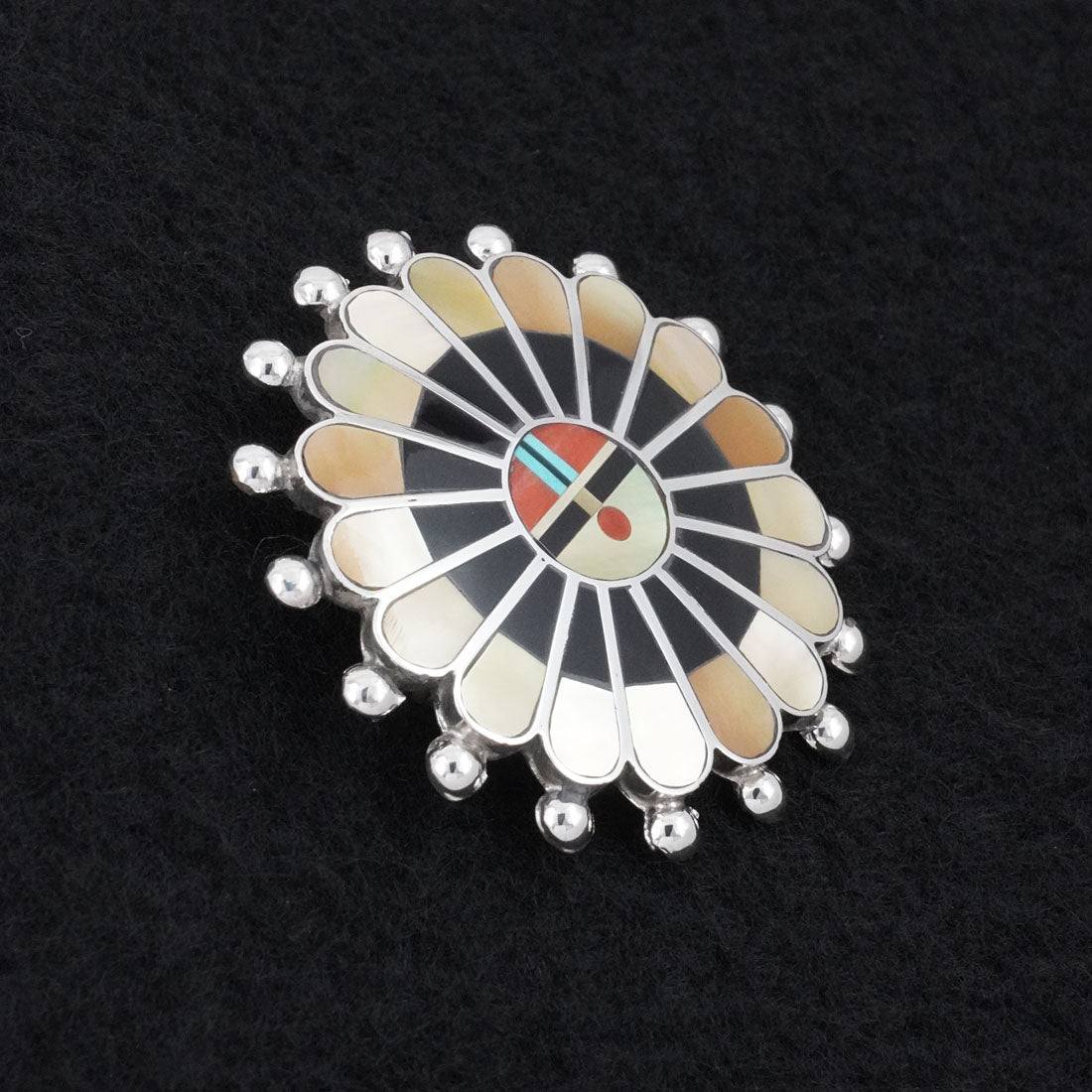 April Unkestine Multi-Stone & Sterling Silver Pendant/Pin