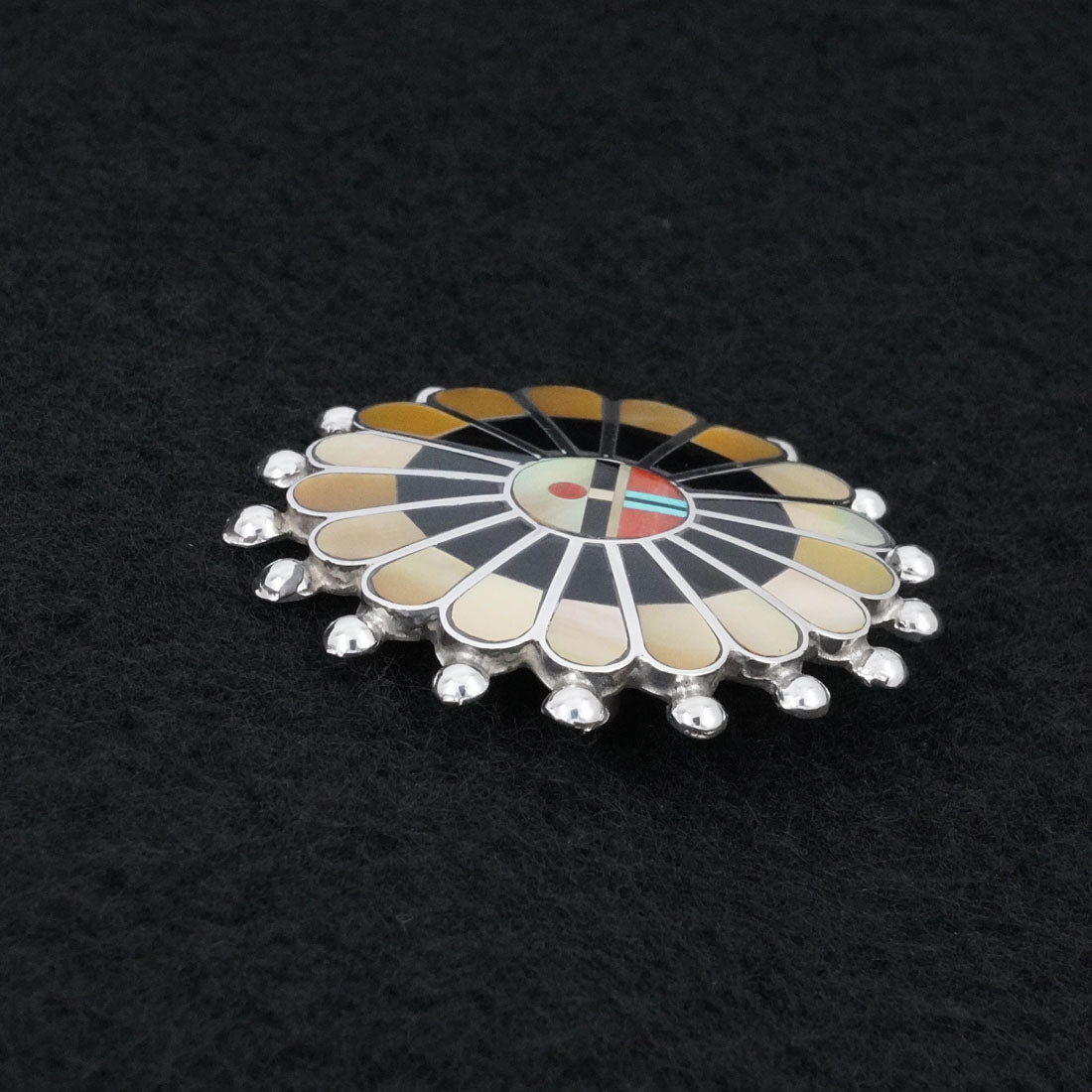 April Unkestine Multi-Stone & Sterling Silver Pendant/Pin