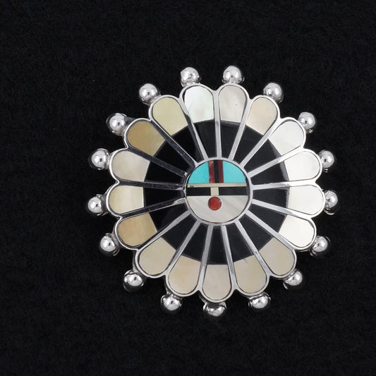 April Unkestine Multi-Stone & Sterling Silver Pendant/Pin