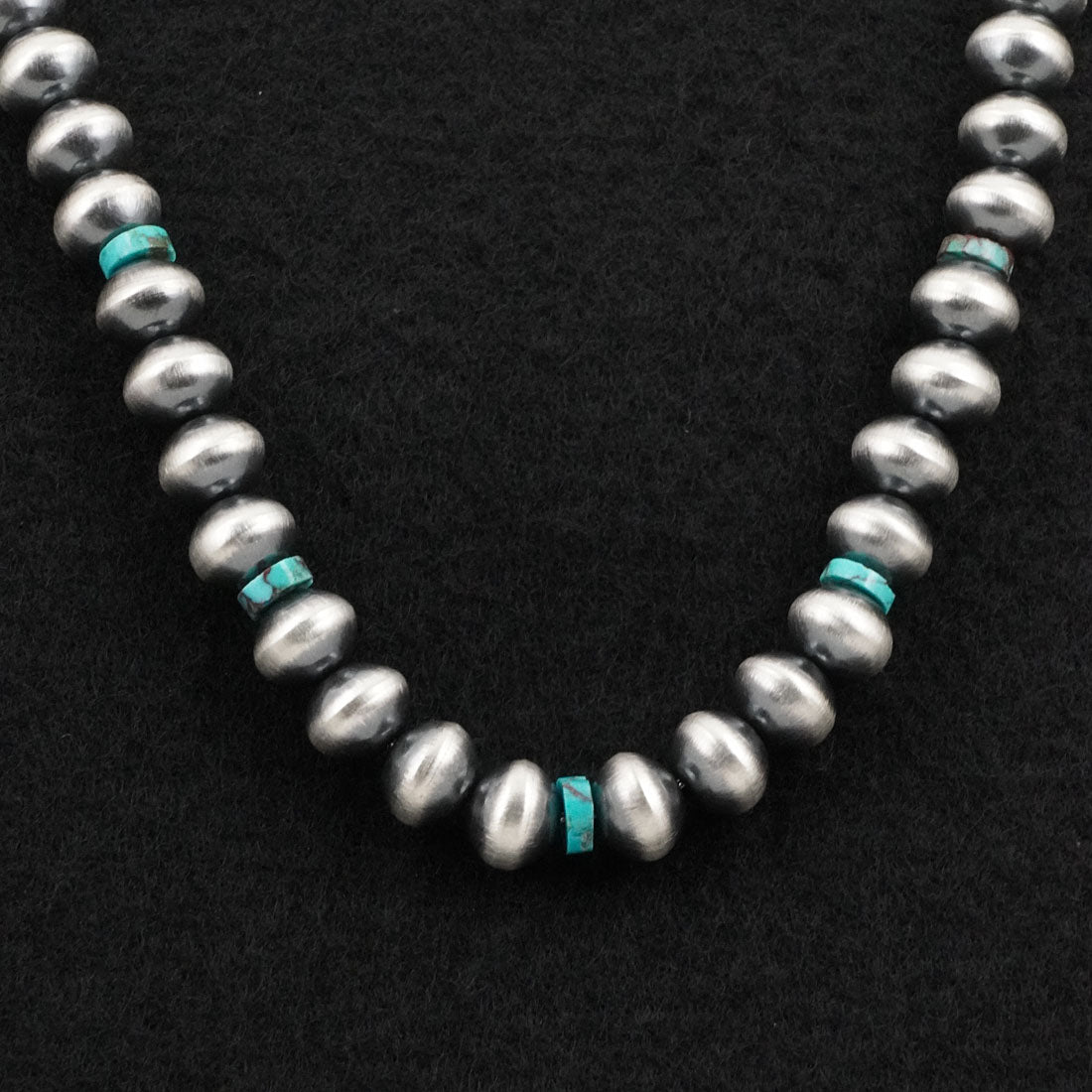Tonisha Haley Turquoise & Sterling Silver Navajo Pearl Necklace 22"