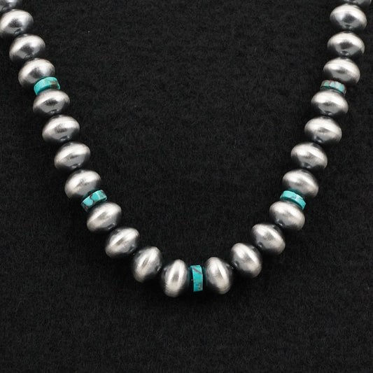 Tonisha Haley Turquoise & Sterling Silver Navajo Pearl Necklace 22"