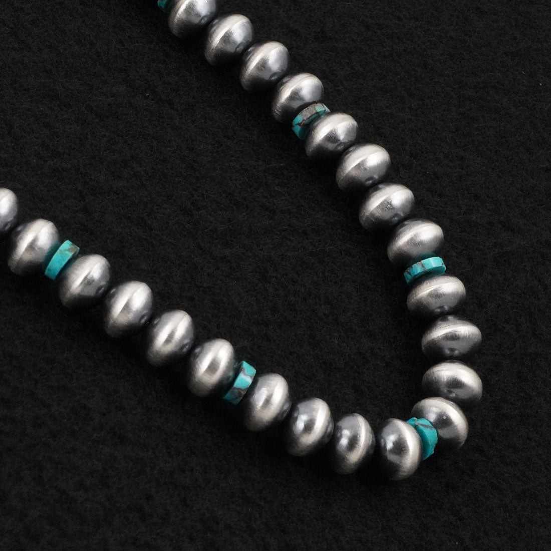 Tonisha Haley Turquoise & Sterling Silver Navajo Pearl Necklace 22"