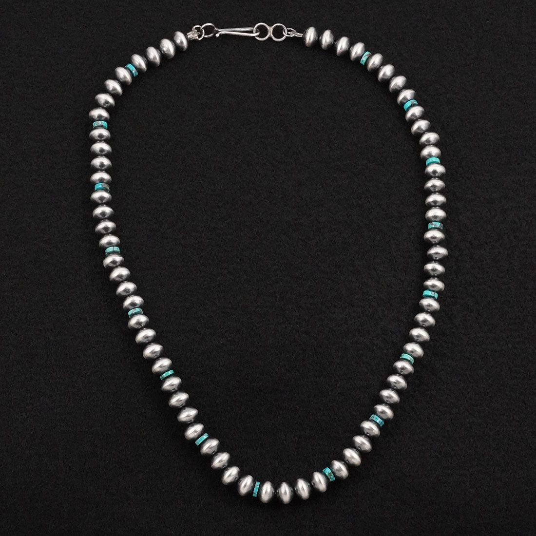 Tonisha Haley Turquoise & Sterling Silver Navajo Pearl Necklace 22"