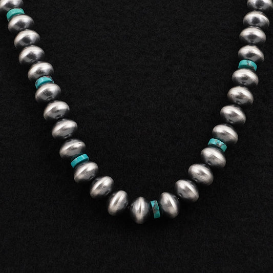 Tonisha Haley Turquoise & Sterling Silver Navajo Pearl Necklace 24"