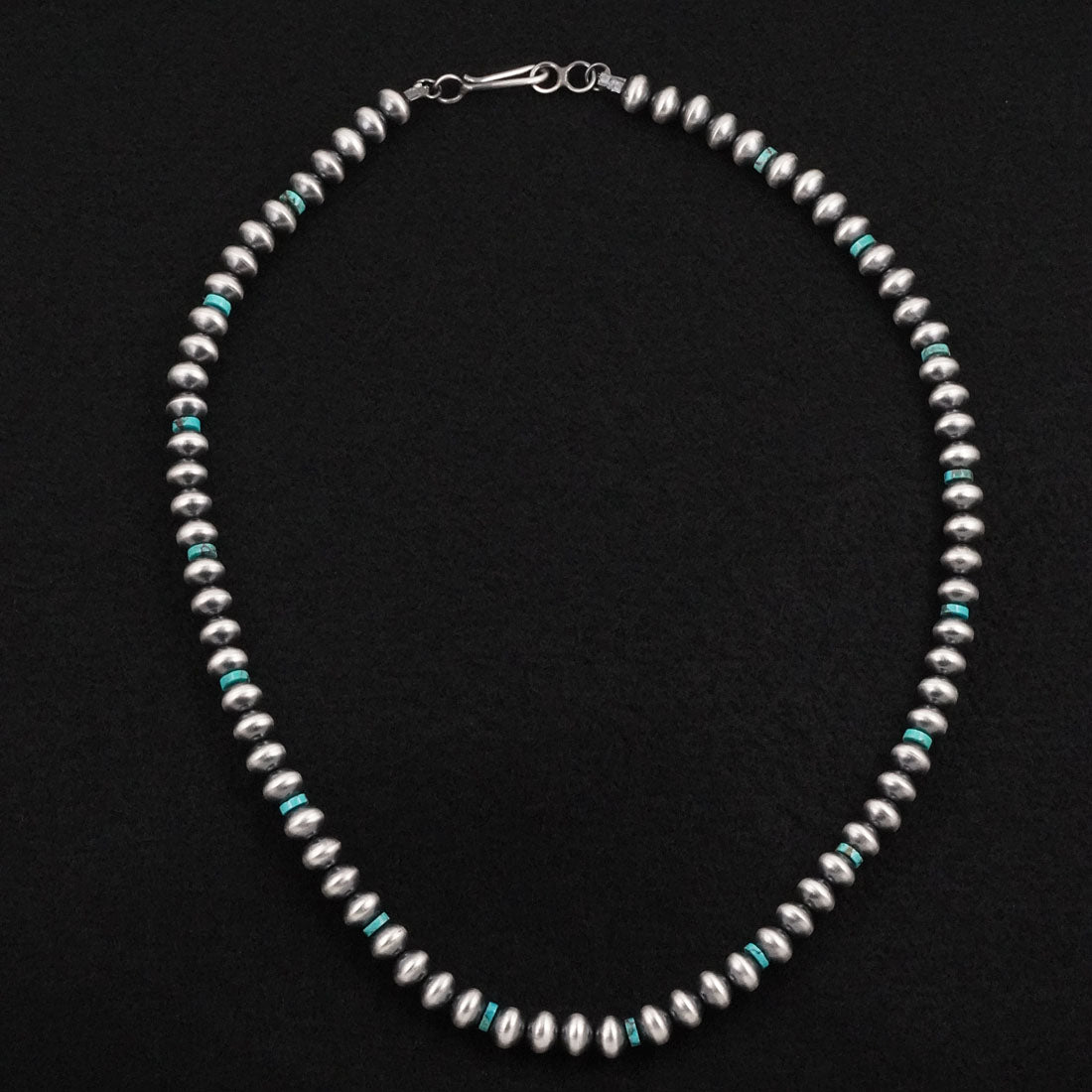 Tonisha Haley Turquoise & Sterling Silver Navajo Pearl Necklace 24"