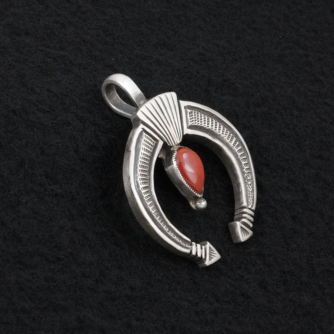 Calvin Martinez Coral & Sterling Silver Pendant