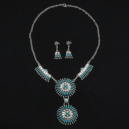 Dan Etsate Turquoise & Sterling Silver Necklace Set