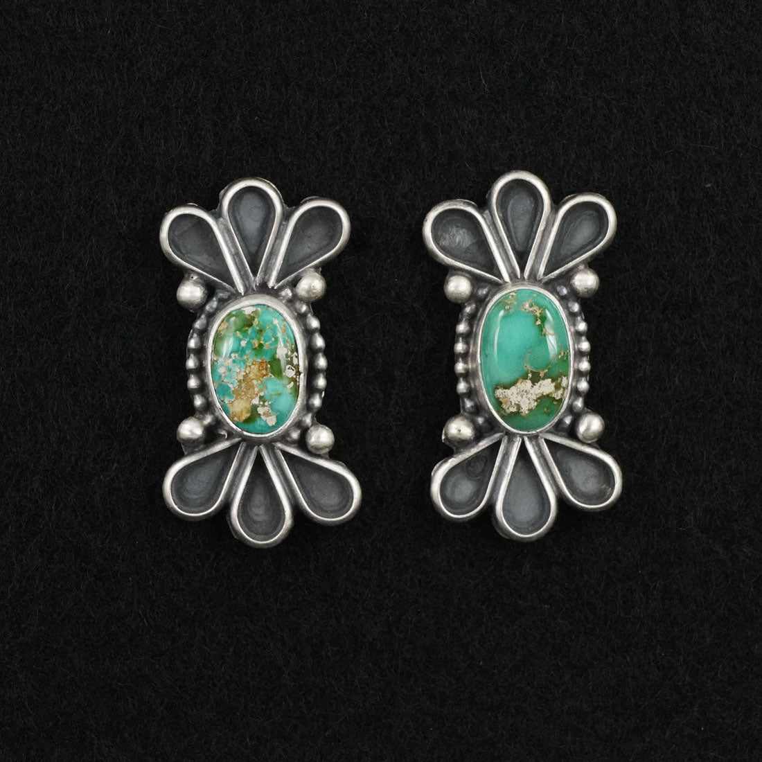 Darrin Livingston Turquoise & Sterling Silver Squash Blossom Necklace Set
