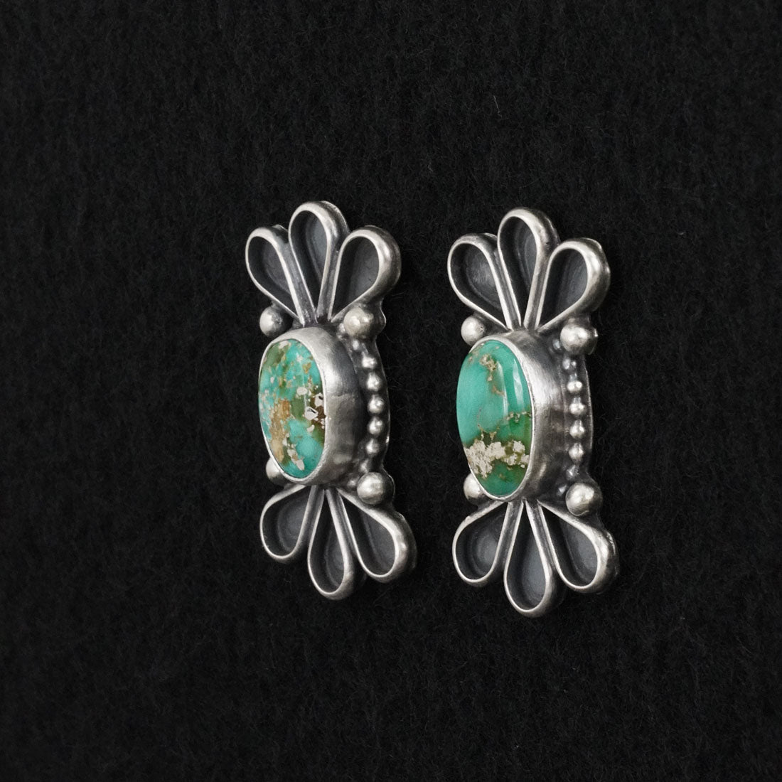 Darrin Livingston Turquoise & Sterling Silver Squash Blossom Necklace Set