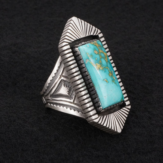 Calvin Martinez Turquoise & Sterling Silver Ring Size 9.5