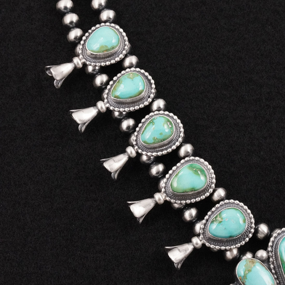 Darrin Livingston Turquoise & Sterling Silver Squash Blossom Necklace Set