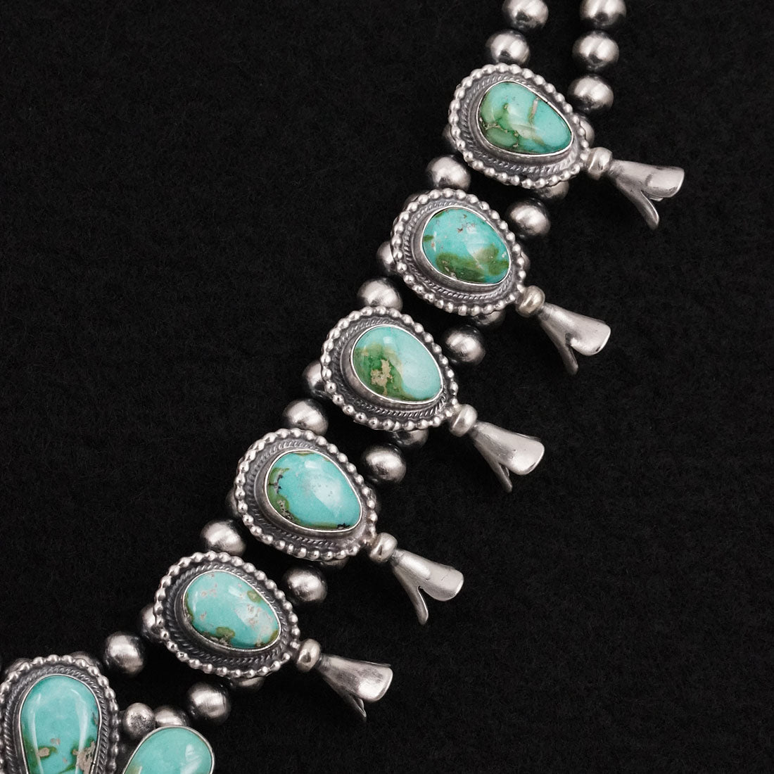 Darrin Livingston Turquoise & Sterling Silver Squash Blossom Necklace Set