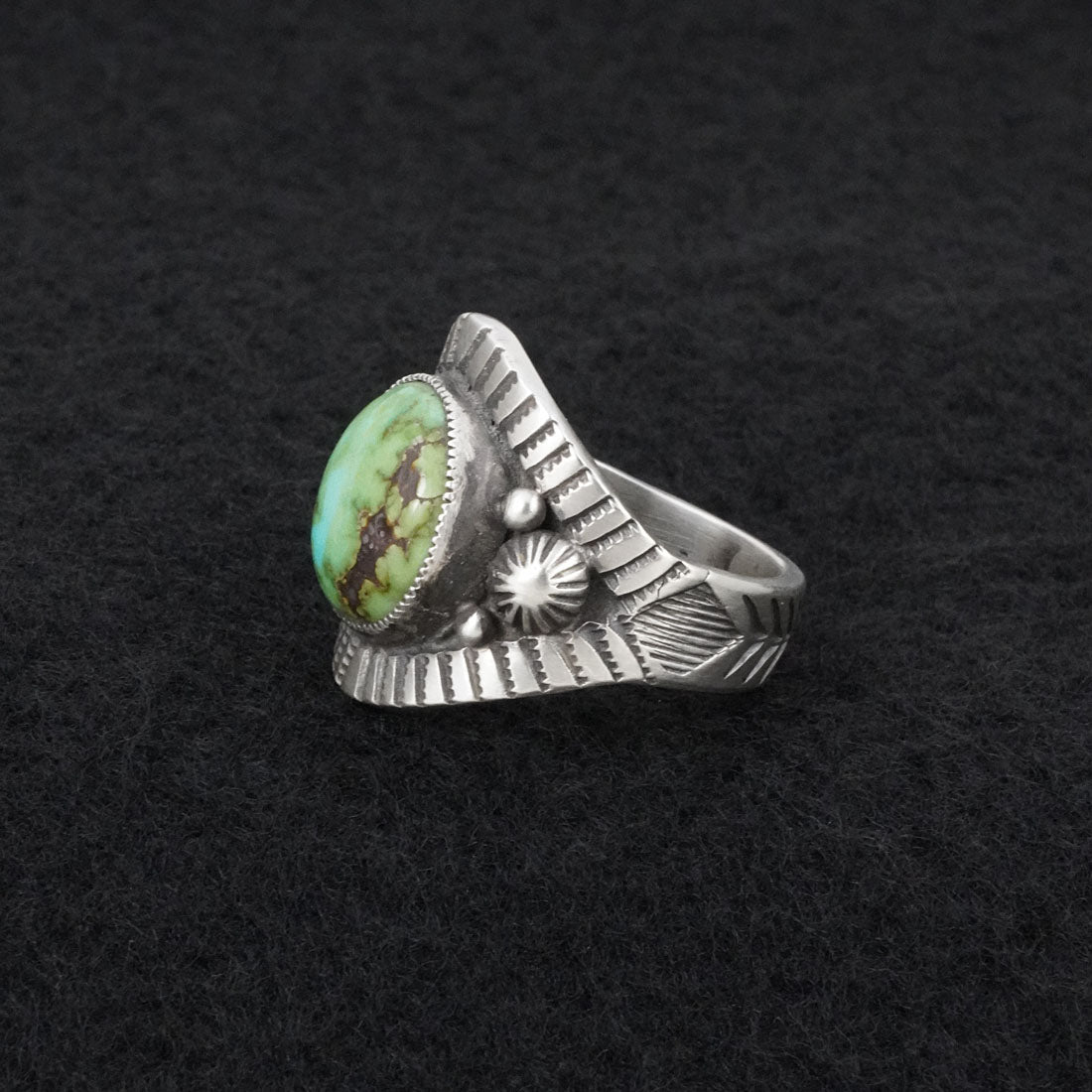 Calvin Martinez Turquoise & Sterling Silver Ring Size 9