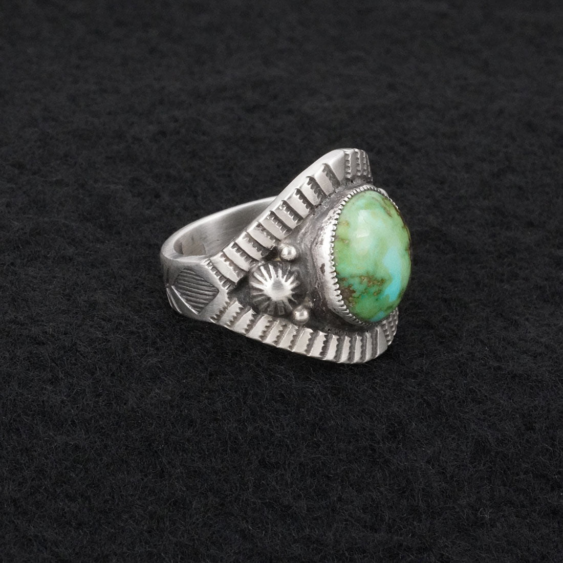 Calvin Martinez Turquoise & Sterling Silver Ring Size 9