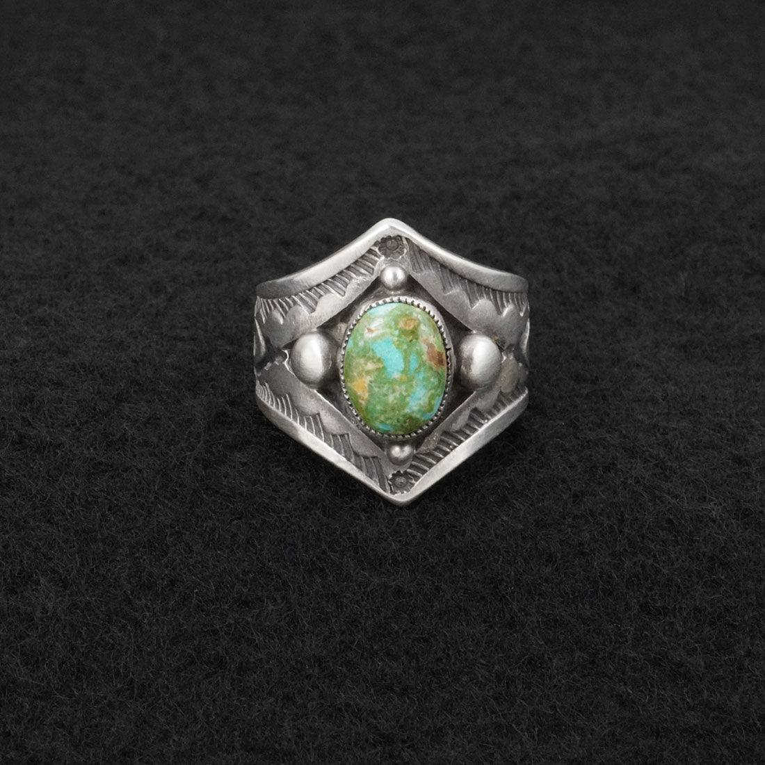 Calvin Martinez Turquoise & Sterling Silver Ring Size 7