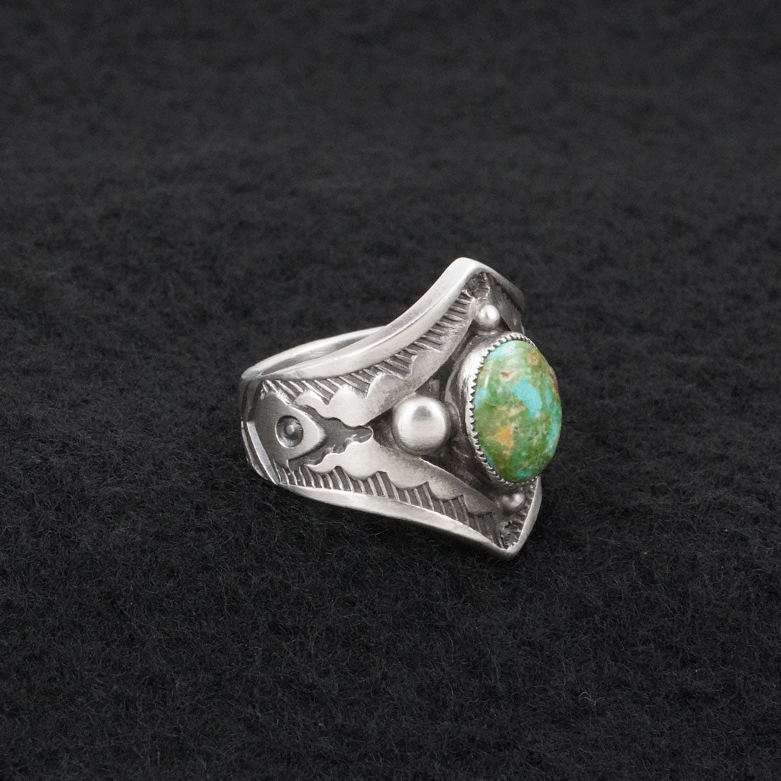 Calvin Martinez Turquoise & Sterling Silver Ring Size 7