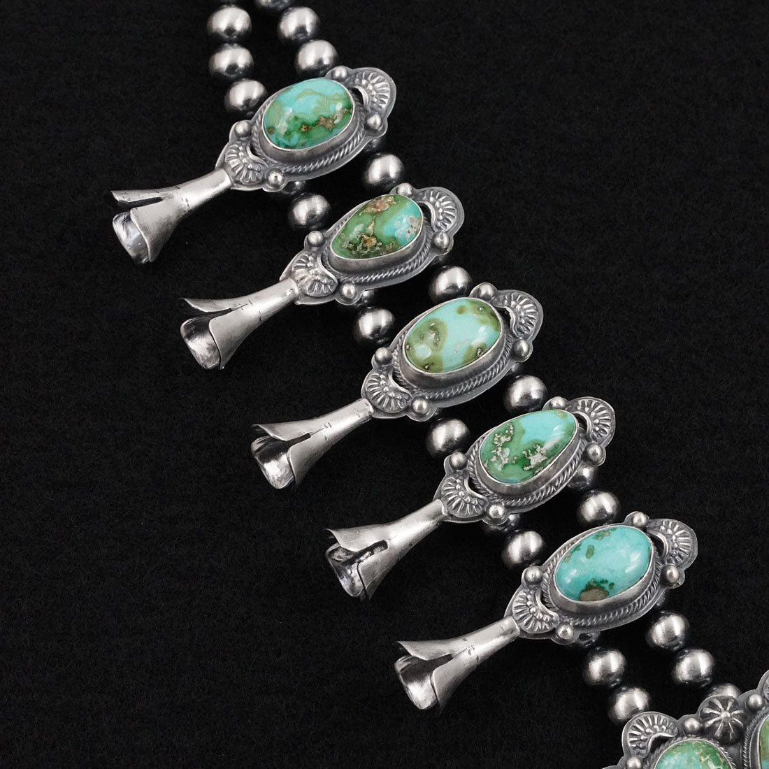 Randy Boyd Turquoise & Sterling Silver Squash Blossom Necklace Set