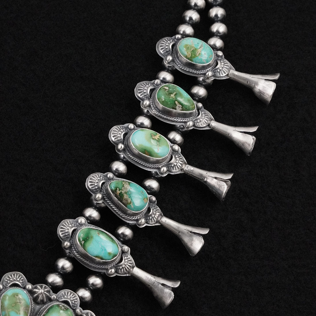 Randy Boyd Turquoise & Sterling Silver Squash Blossom Necklace Set