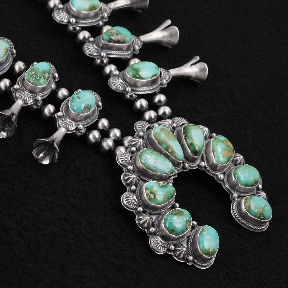 Randy Boyd Turquoise & Sterling Silver Squash Blossom Necklace Set