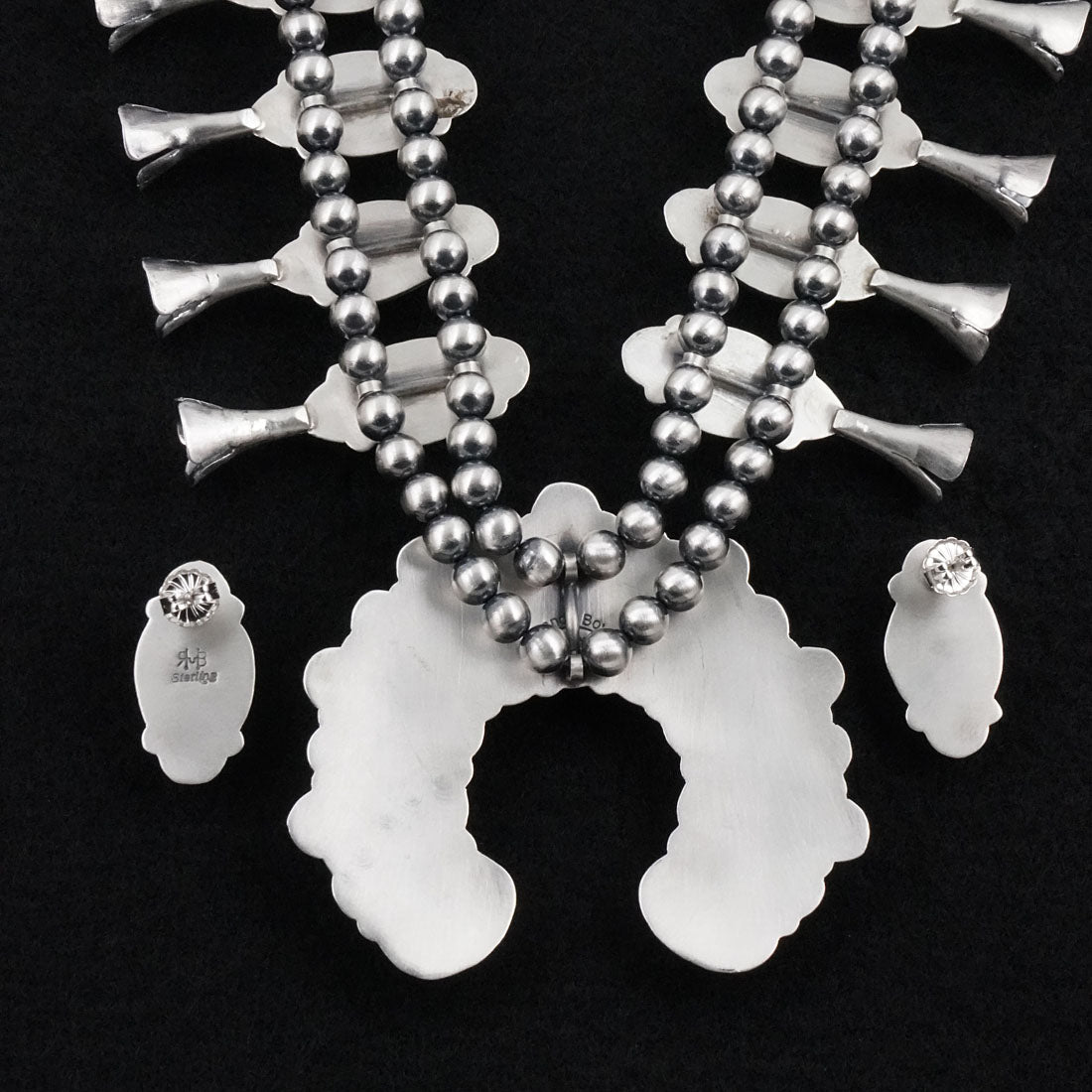 Randy Boyd Turquoise & Sterling Silver Squash Blossom Necklace Set