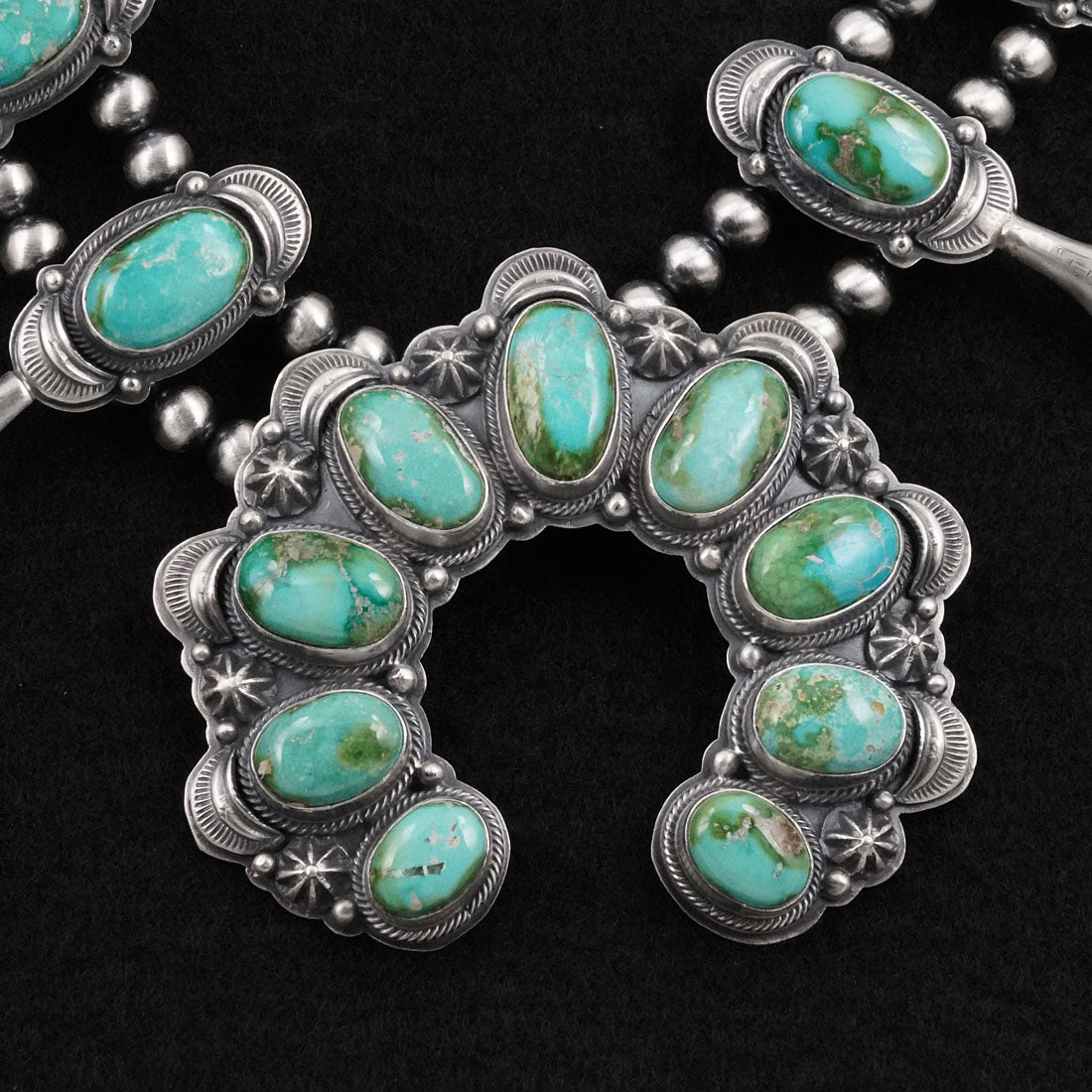 Randy Boyd Turquoise & Sterling Silver Squash Blossom Necklace Set