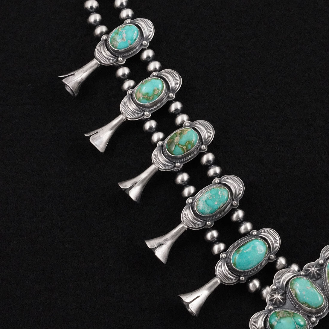 Randy Boyd Turquoise & Sterling Silver Squash Blossom Necklace Set