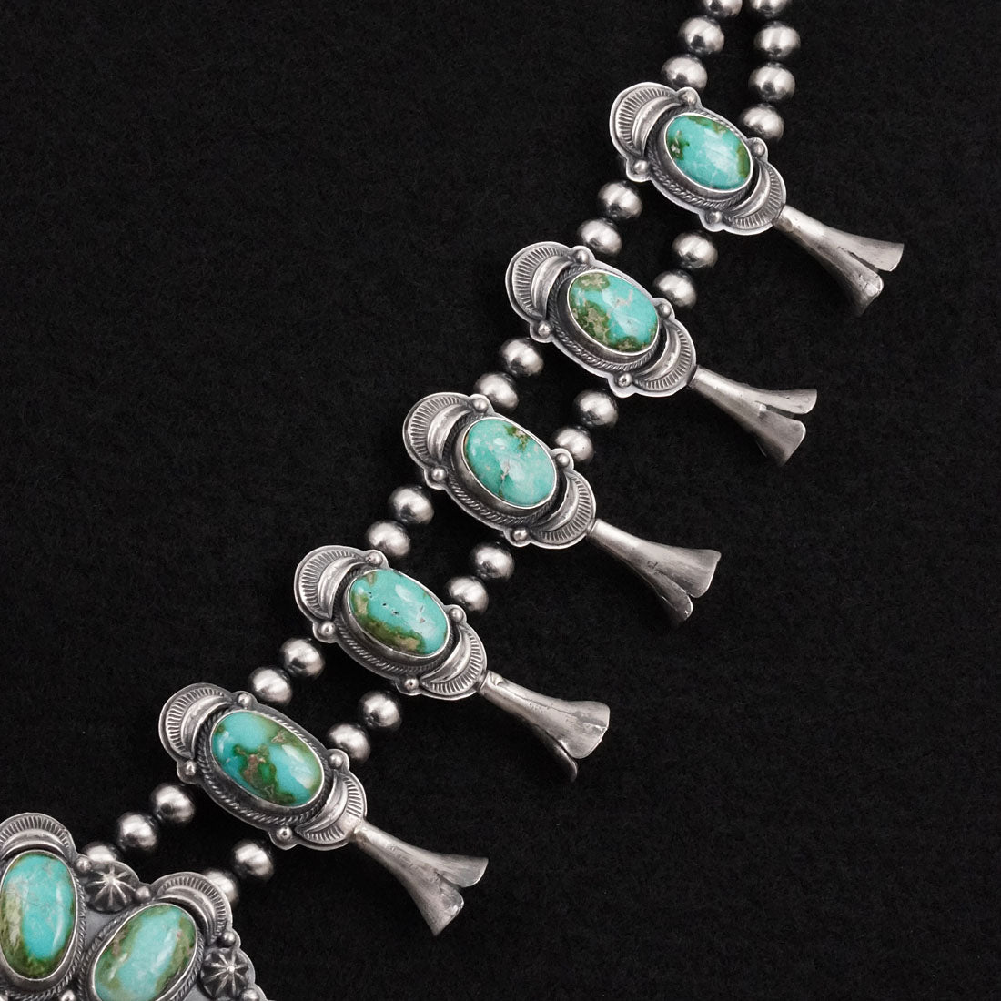 Randy Boyd Turquoise & Sterling Silver Squash Blossom Necklace Set