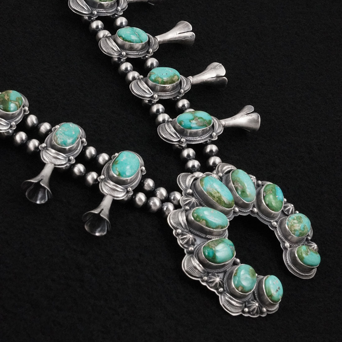 Randy Boyd Turquoise & Sterling Silver Squash Blossom Necklace Set
