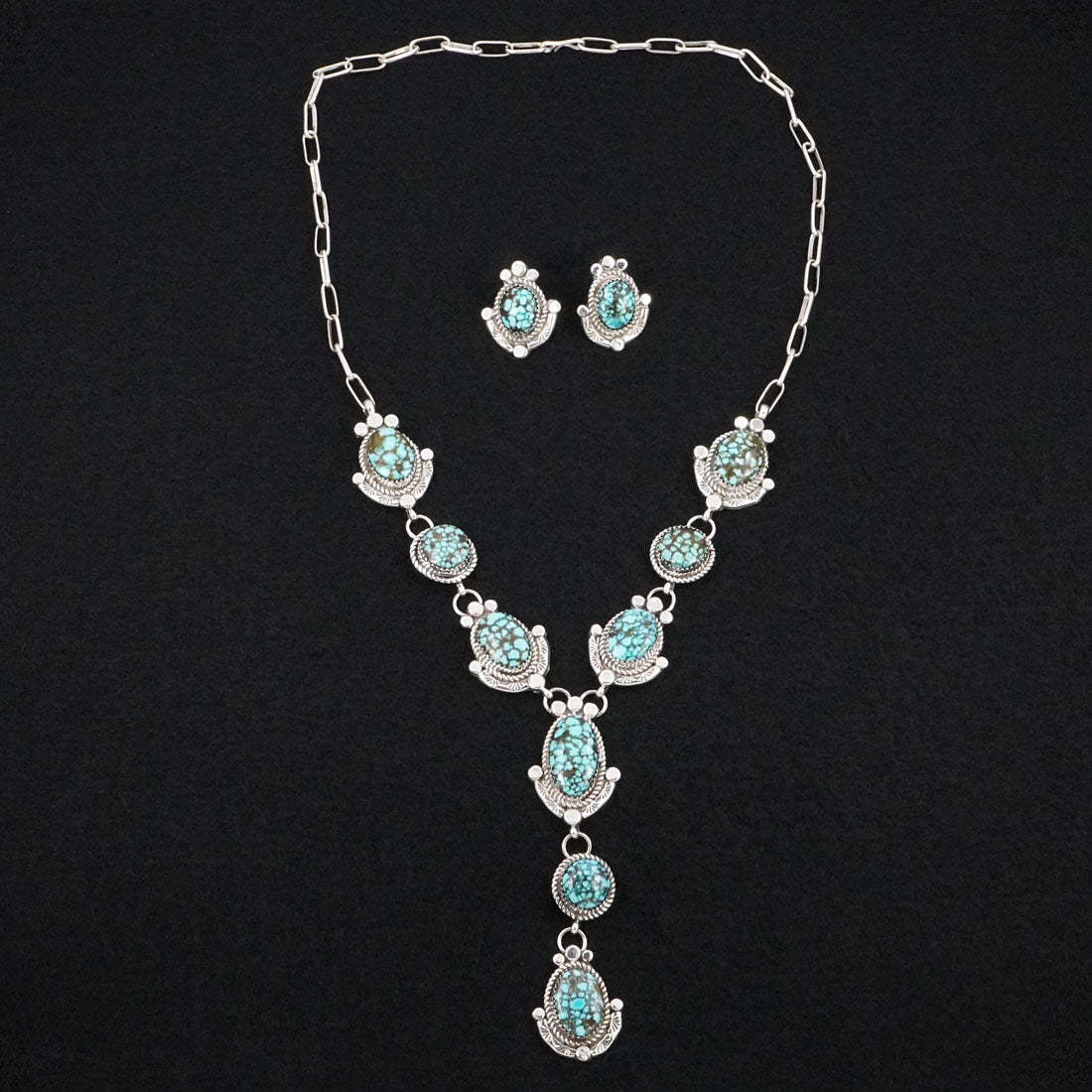 Phil Nez Turquoise & Sterling Silver Necklace Set