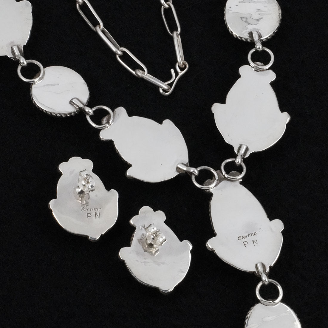 Phil Nez Turquoise & Sterling Silver Necklace Set