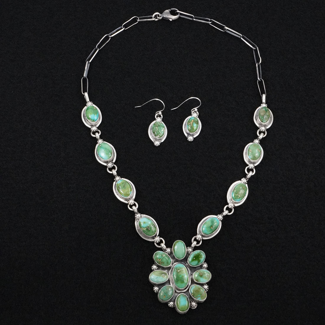 Bobby Johnson Turquoise & Sterling Silver Necklace Set