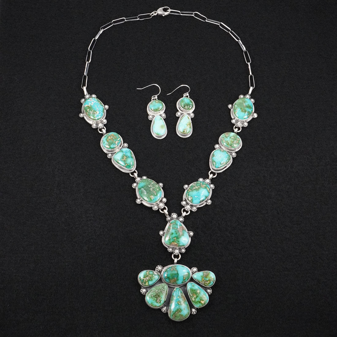 Bobby Johnson Turquoise & Sterling Silver Necklace Set